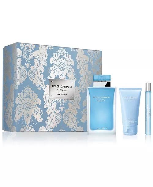 Light Blue Eau Intense For Women By Dolce & Gabbana Eau de Parfum Spray 3.4 oz Gift Set 3 pieces